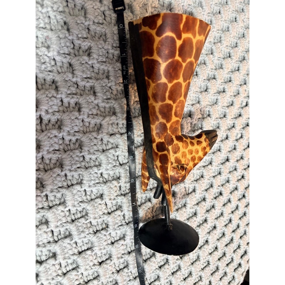 Hand Carved Wood Zebra Giraffe Candle Holder Set Made in Kenya African Folk Art - Picture 11 of 16